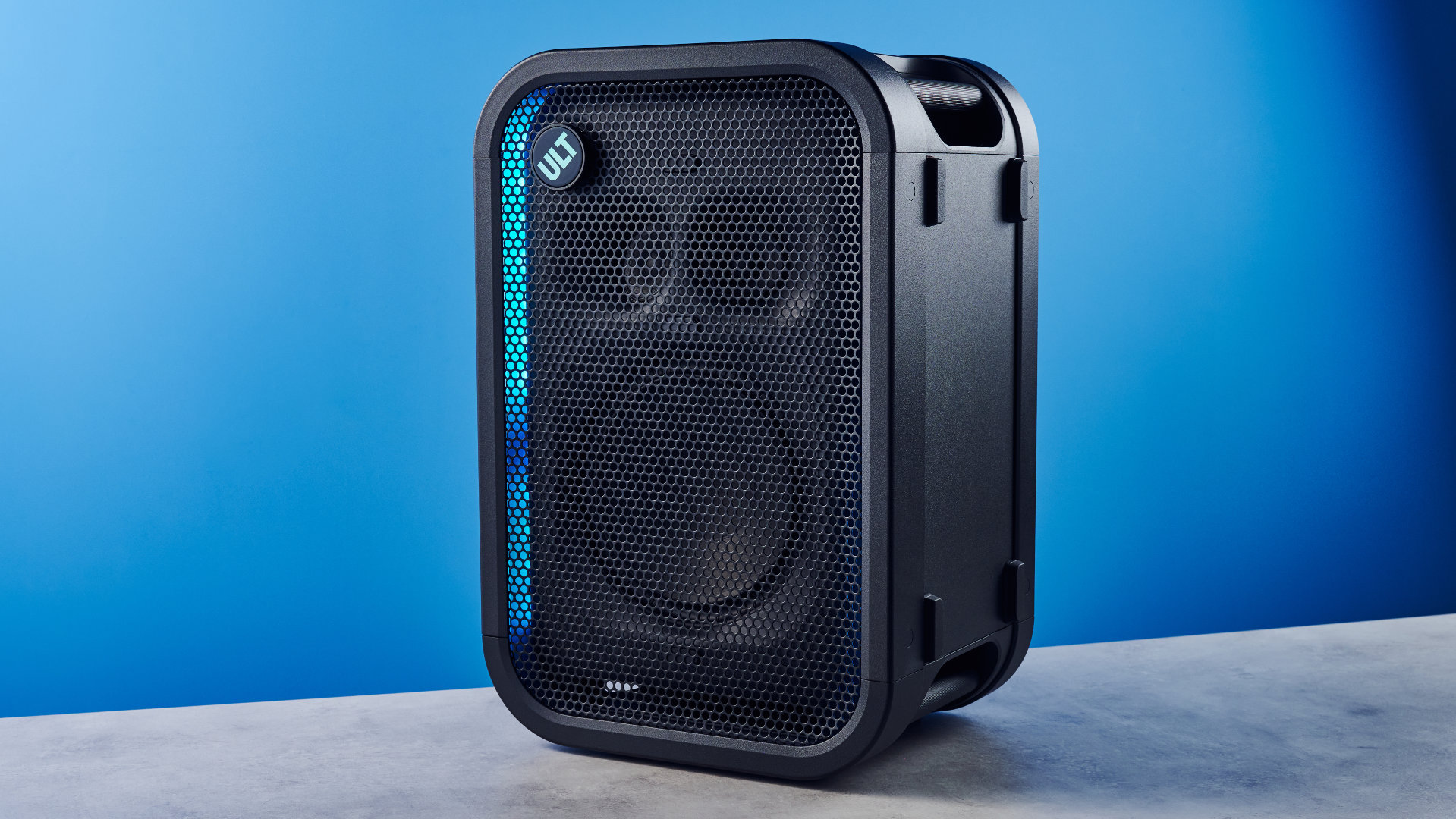 A black Sony ULT Tower 5 portable party speaker