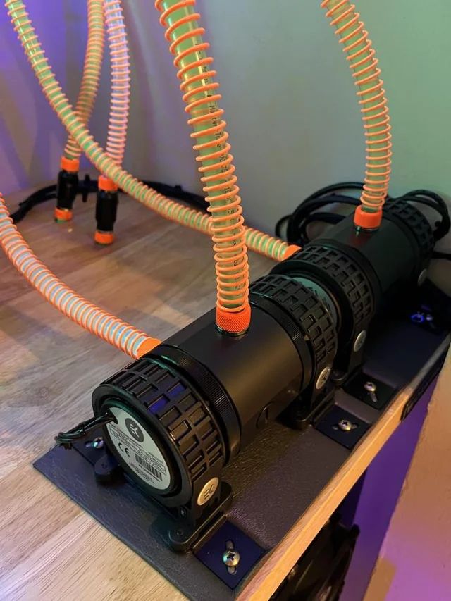 A custom liquid cooled gaming PC with UV fluorescent liquid