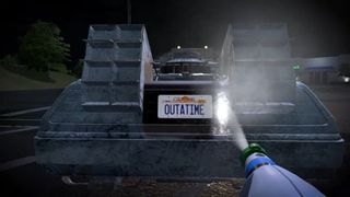 Powerwash Simulator: Back to the Future - cleaning the OUTATIME license plate