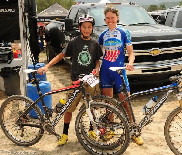 Georgia Gould spending some time with Jorge Munoz who was also a proud owner of an Orbea