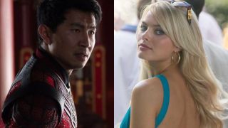  Simu Liu as Shang Chi and Margot Robbie in wolf of Wall Street