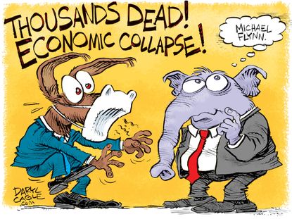 Political Cartoon U.S. democrats GOP coronavirus michael flynn