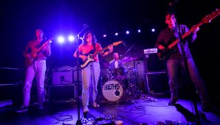 (from left) Jonathan Pearce, Elizabeth Stokes, Tristan Deck and Benjamin Sinclair of The Beths perform at The Tuning Fork on June 06, 2021 in Auckland, New Zealand