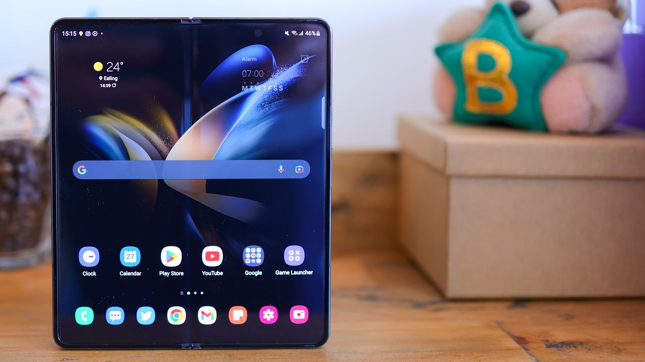 A photo of the Samsung Galaxy Z Fold 4 foldable Android phone