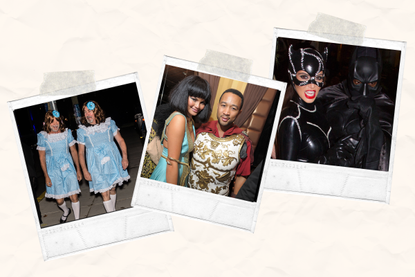 A collage of thebest Halloween couple costumes featuring Bruce Willis and Kim Kardashian