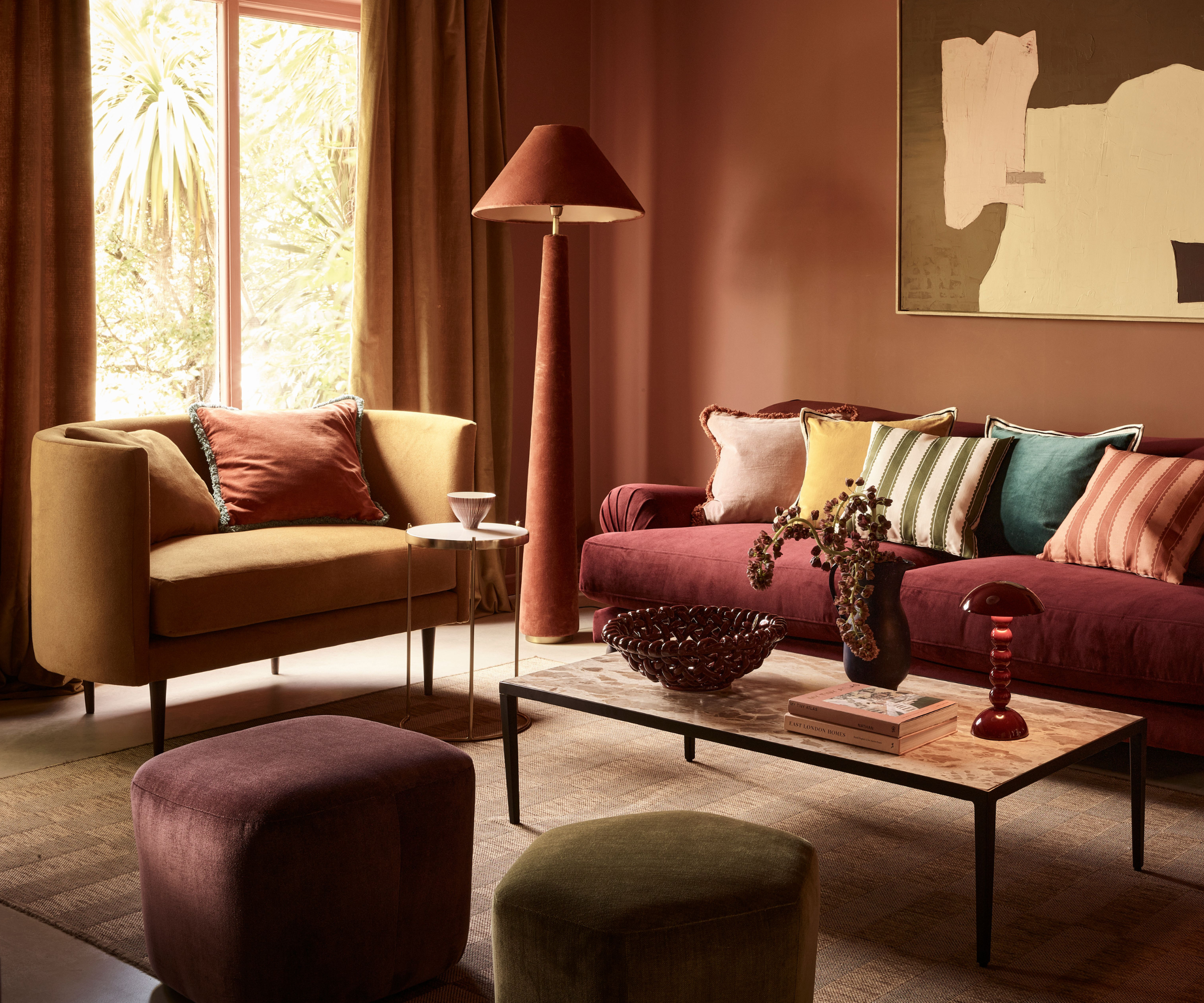 Rust coloured living room
