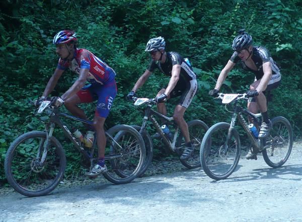 The three leaders: Luis Mejia Sanchez, Ben Sonntag and Alex Grant after Sam Schultz got a flat.