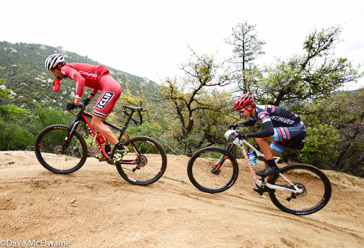 Menso DeJong (Cliff Bar) hammering out of the saddle near the top of the first long climb