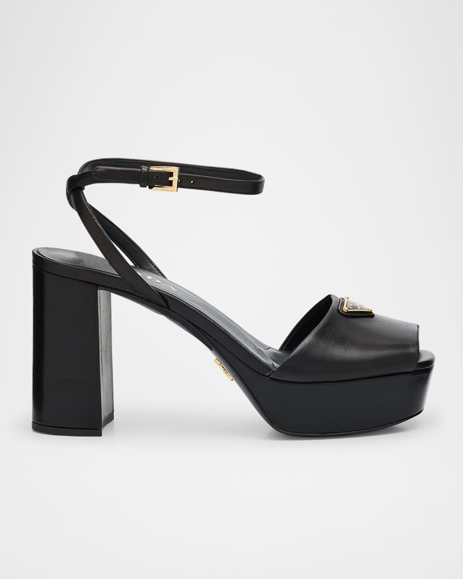 Nappa Triangle Peep-Toe Platform Sandals