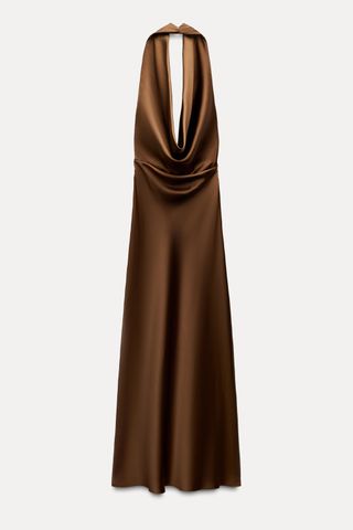 Satin Effect Open Back Midi Dress