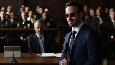 Matt Murdock addressing a jury in Daredevil: Born Again episode 3