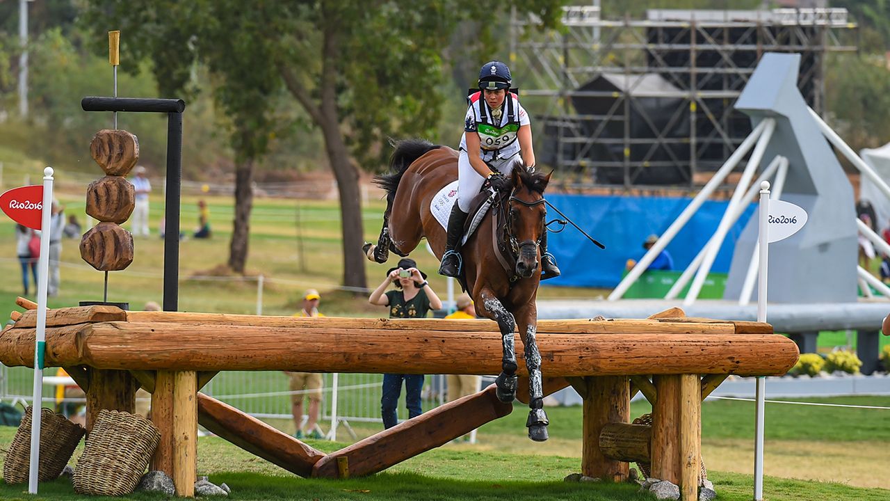 Kitty King and Ceylor LAN during the cross-country at the 2016 Olympics.
