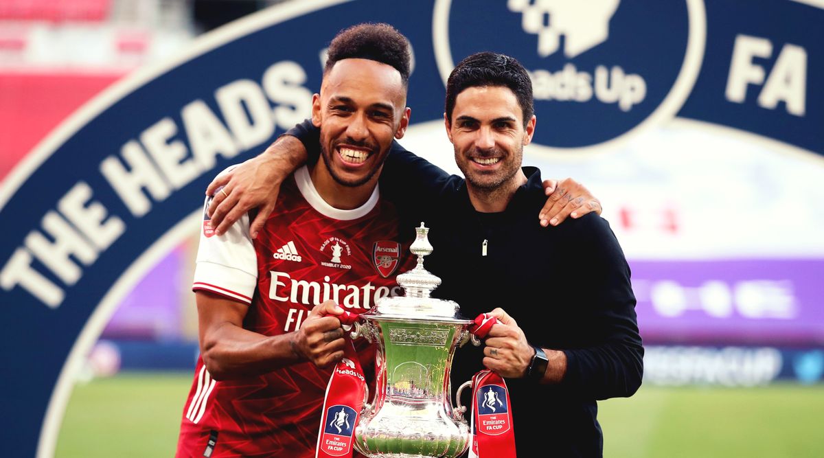 Arsenal pair Mikel Arteta and Pierre-Emerick Aubameyang