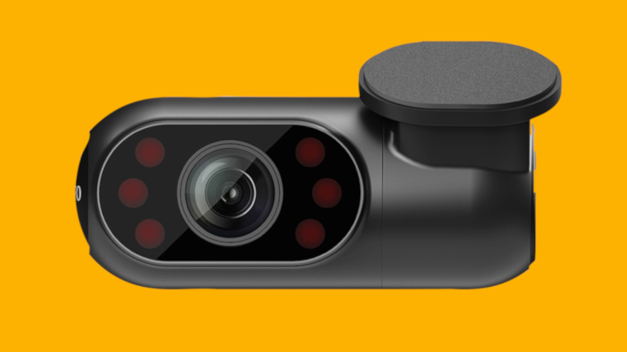 The Viofo A139, one of the best dash cam, on an orange background