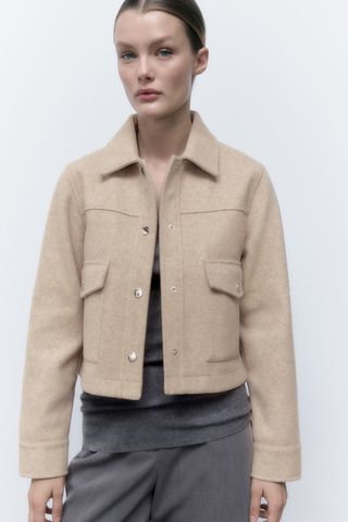 Zara, Cropped Jacket With Metal Buttons