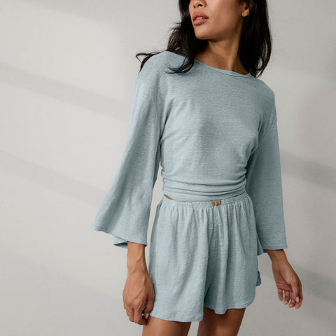 Linen Knit Side Slit Short
