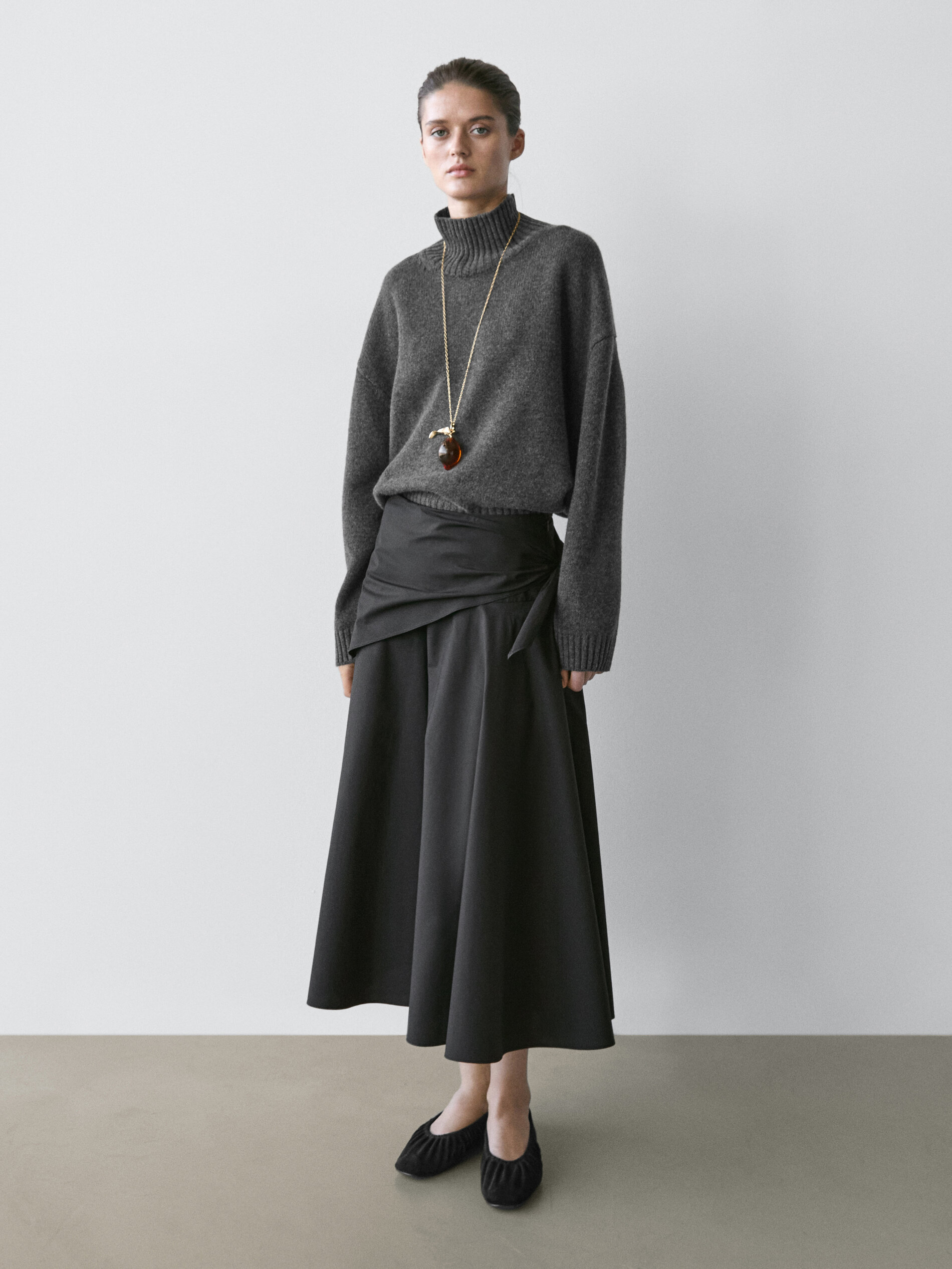 Midi Skirt With Scarf Detail