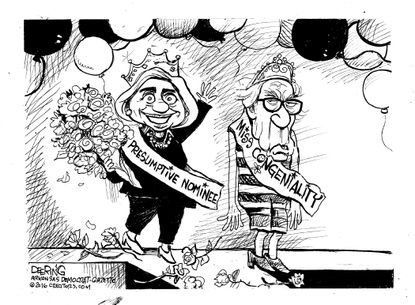 Political cartoon U.S. Hillary Clinton Bernie Sanders