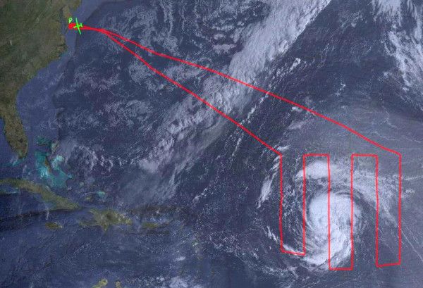 NASA Drones flight path over Tropical Storm Nadine