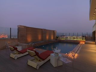 Sunset on the rooftop pool