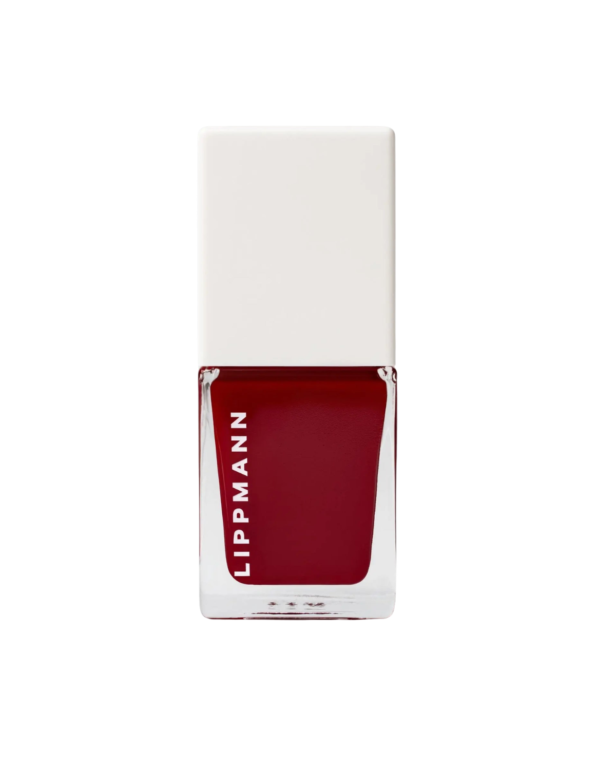 A bottle of brick red Lippmann nail polish.