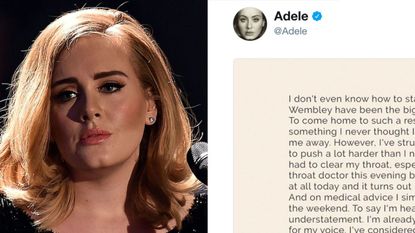 Adele Cancels Tour After Damaging Vocal Cords