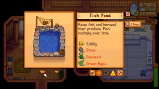 Buying a fish pond in Stardew Valley