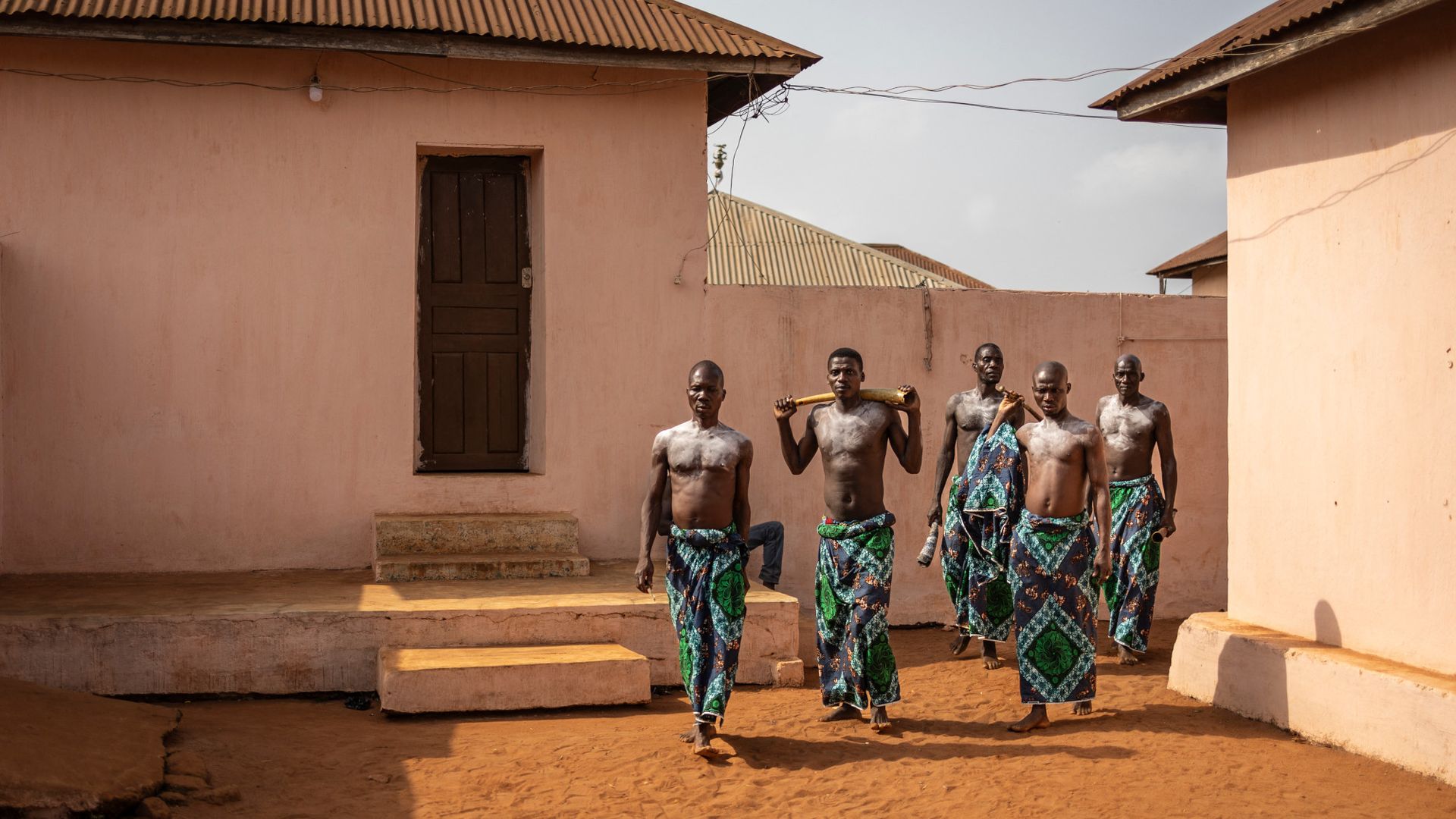 
                                Princes from the royal family of King Kpodégbé Lanmanfan Toyi Djigla enter the Royal Palace in Allada, Benin
                            