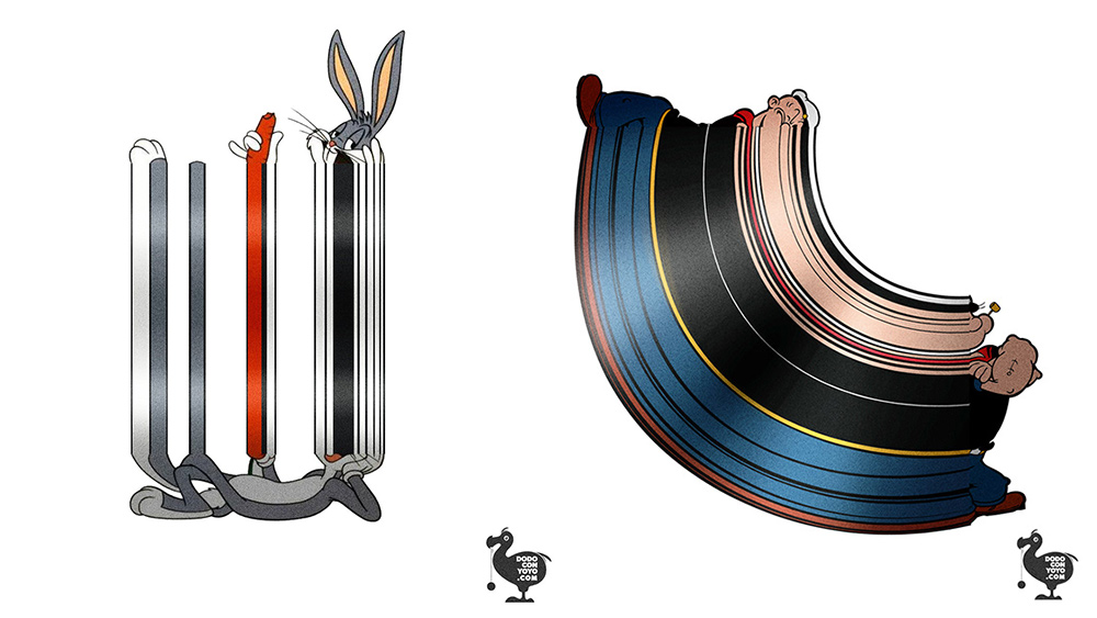 Deconstructed cartoon characters by Dodoconyoyo