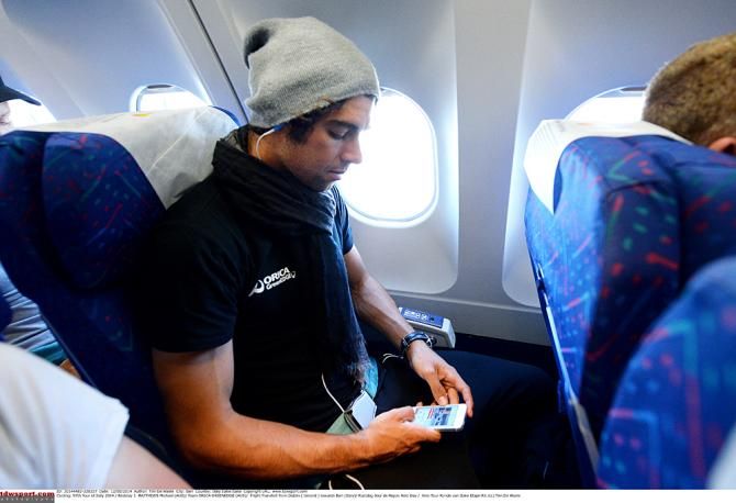 Michael Matthews takes no chances and keeps his winter hat on