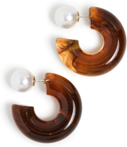 LUV AJ, Luv Aj Women&#039;s the Tortoise Noemi Hoops, Tortoise, Brown, One Size