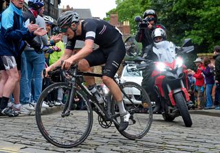 Tom Moses leads the field over the Michaelgate cobbles in Lincoln during the Lincoln GP in May. He was thwarted in his efforts to win after being closed down by Yanto Barker, Mike Northey and Marcin Bialoblocki in the final lap, with Barker eventually taking the victory.