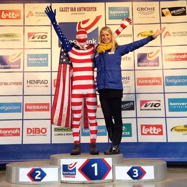 Drew Dillman on the podium at Loenhout