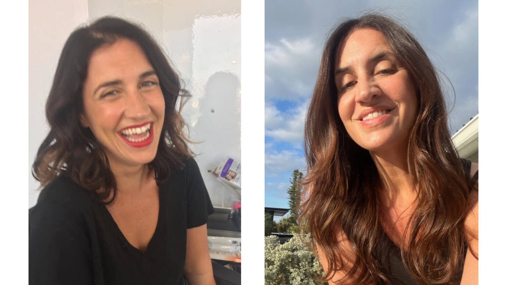 Beauty editor Donna in 2016 (left) and circa 2026 (right)