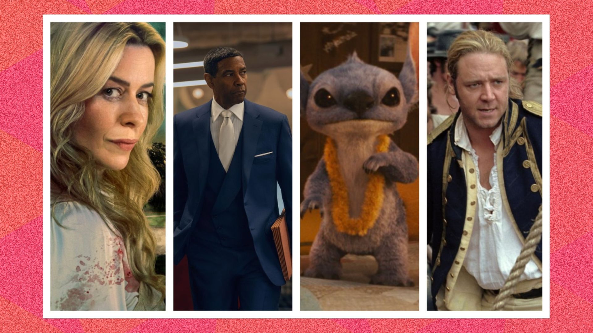 an image of four actors from films this week spliced together