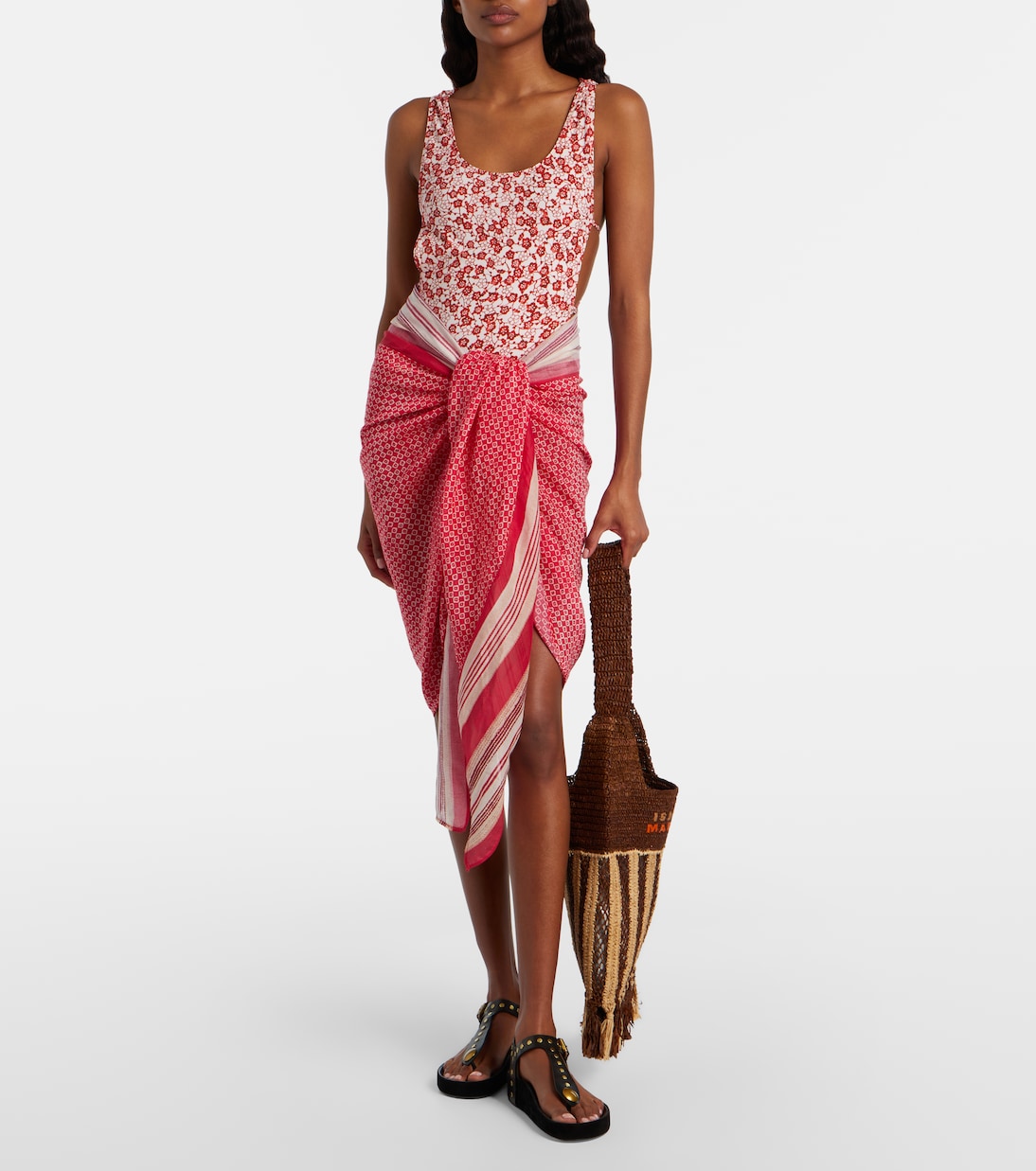 Printed Cotton and Silk Beach Cover-Up in Red - Isabel Marant