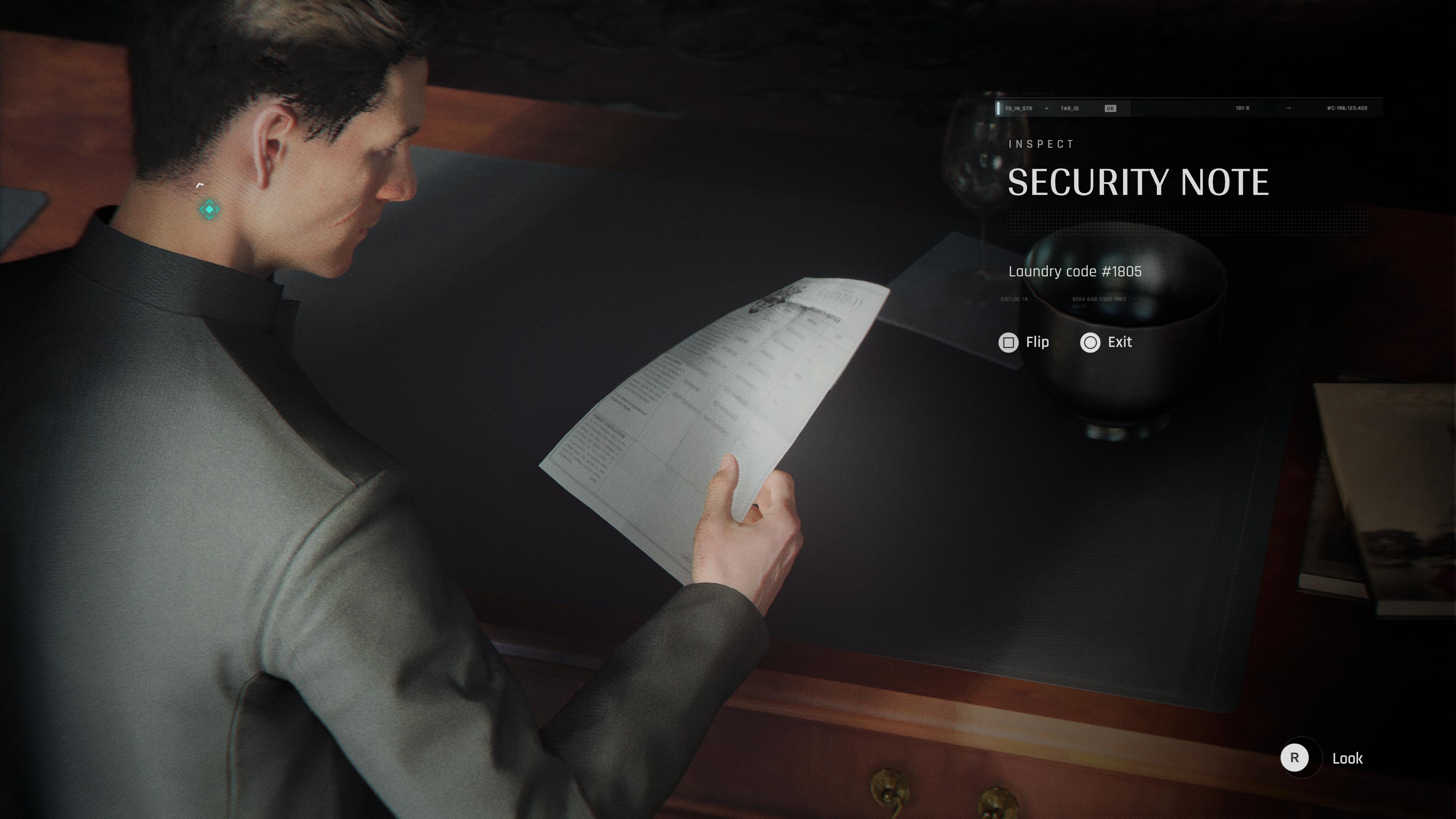 Laundry Room code note in the Manager's Office in 007 First Light