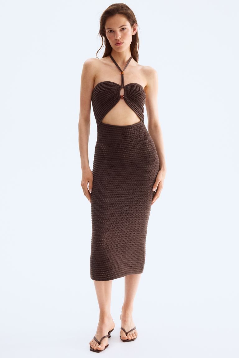 Crochet-Look Halterneck Dress