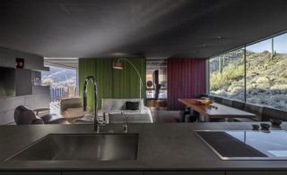 Kitchen interior at Hidden Valley Desert House by Wendell Burnette Architects, Cave Creek Arizona, USA