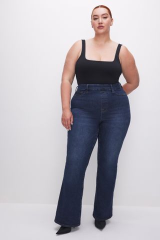 Power Stretch Pull-On Flare Jeans | Indigo491