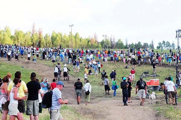 The crowd was quite large for the "under the lights" mountain cross races.
