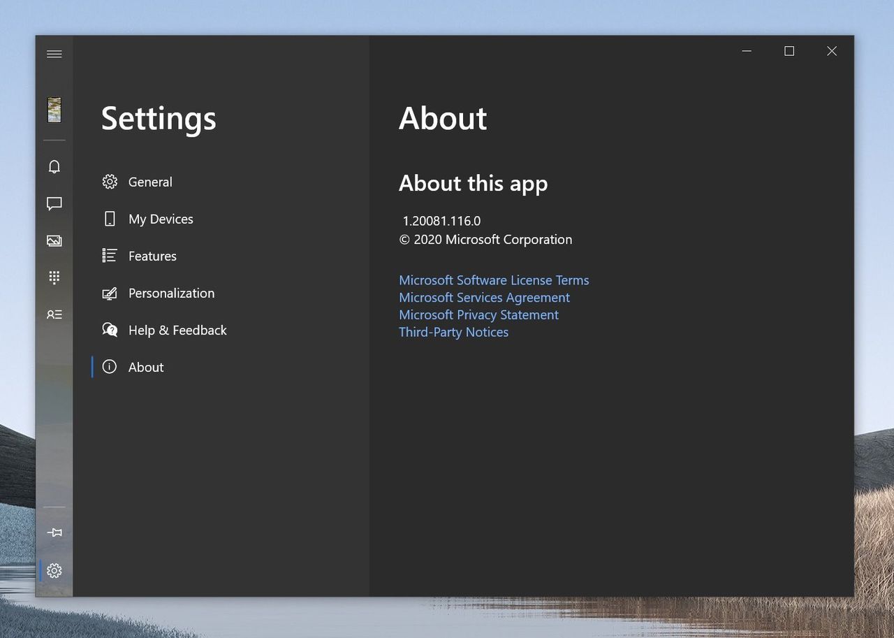 Your Phone New Settings Menu