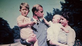 Photo of younger Prince Philip, Queen Elizabeth with their children Prince Charles & Princess Anne
