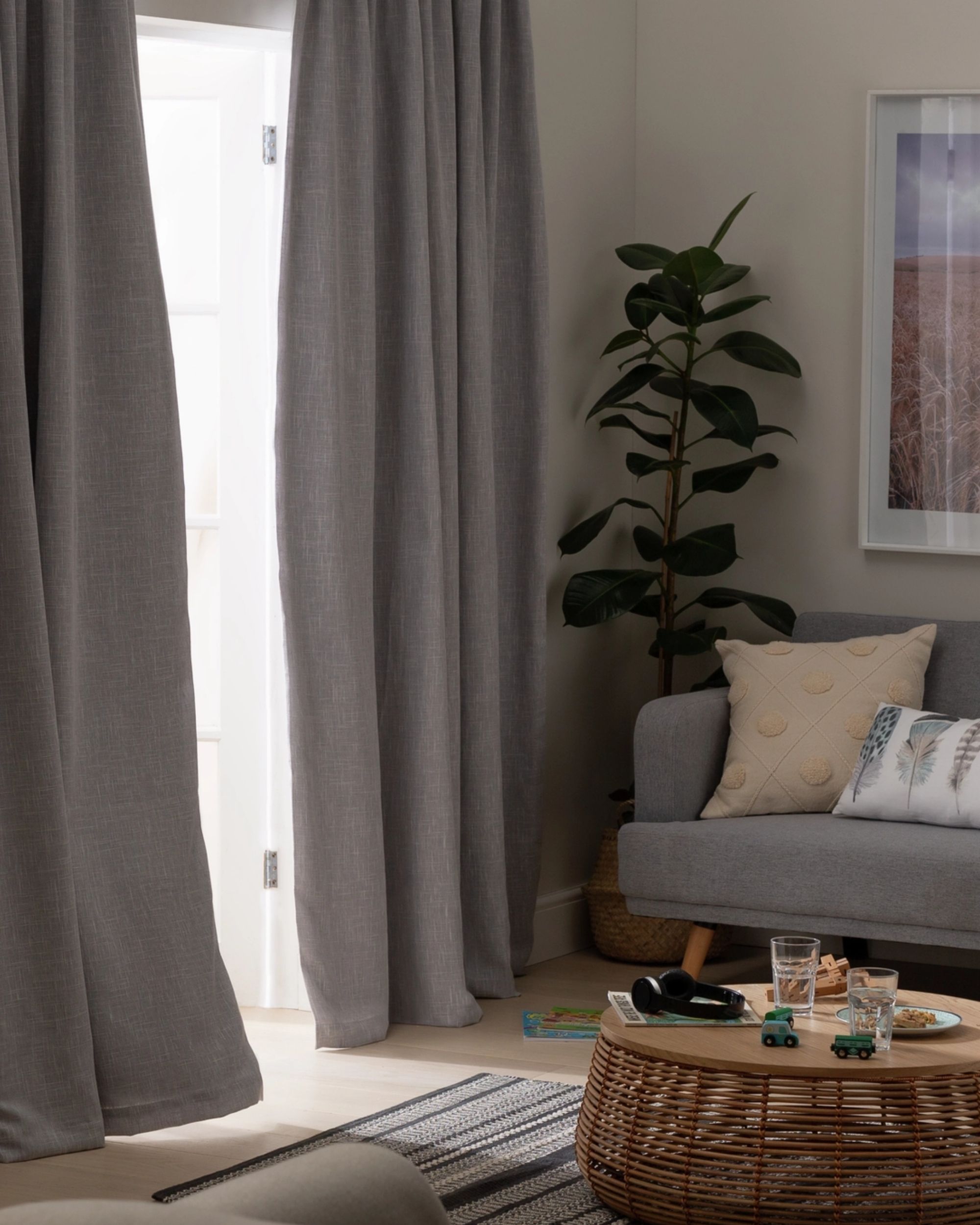 Blackout Pencil Pleat Curtains - Dove Grey