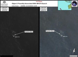 These satellite photos of objects in the Indian Ocean may be debris from the missing Malaysia Airlines flight MH370, which disappeared on March 8 during a scheduled flight to Beijing, China.