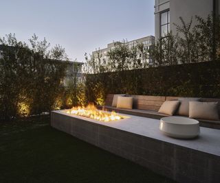 garden with fire pit