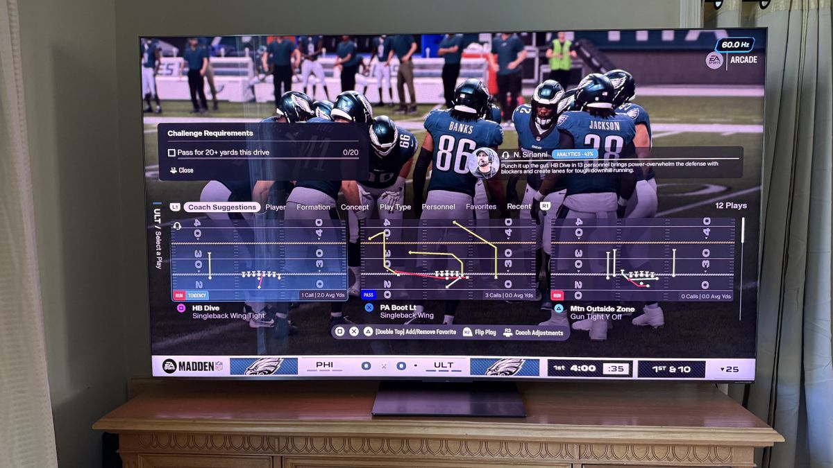 Graphics are sharp and smooth on the TCL QM8L when playing games like PlayStation 5's Madden 26