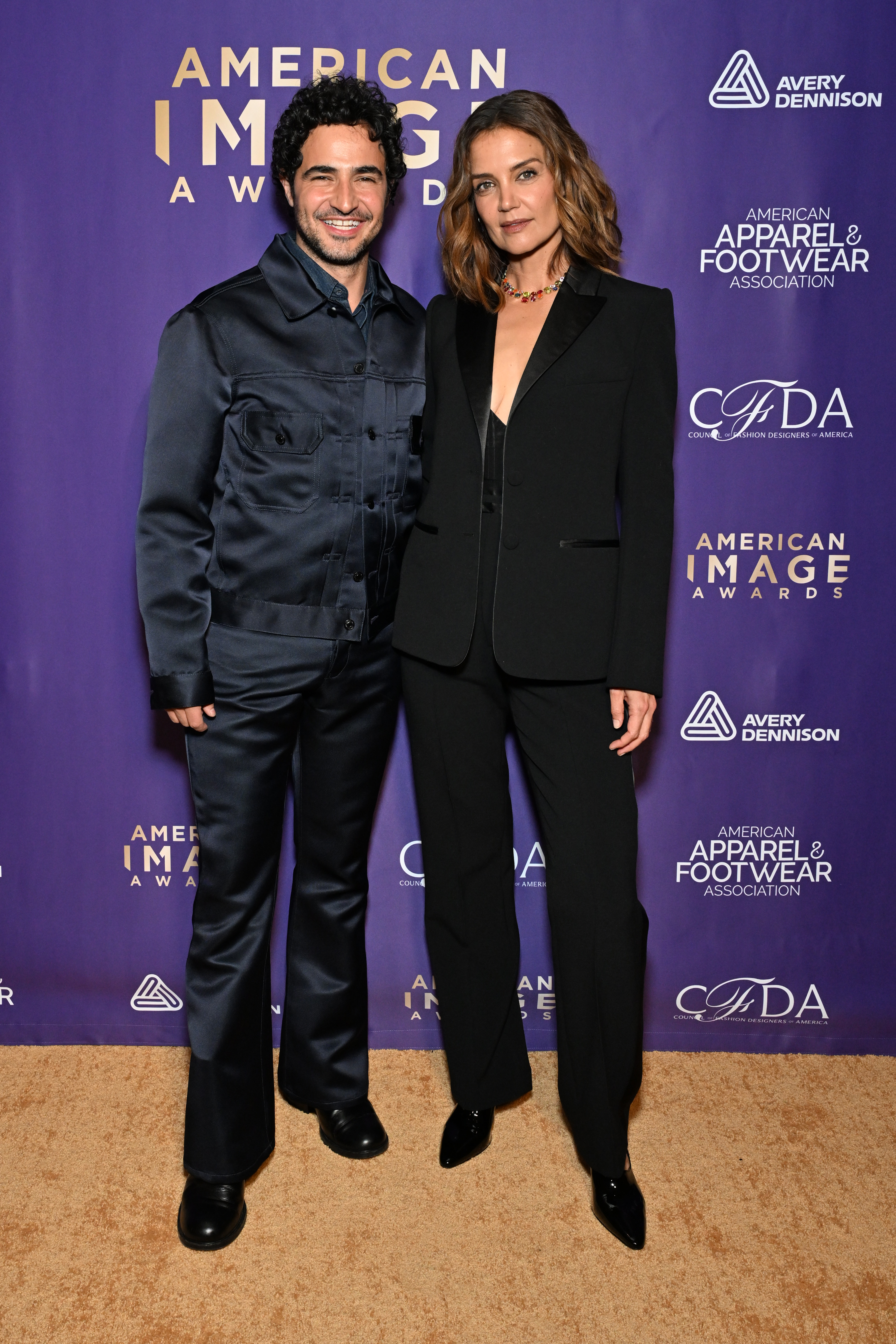 Katie Holmes posed with Zac Posen at the American Image Awards 2026