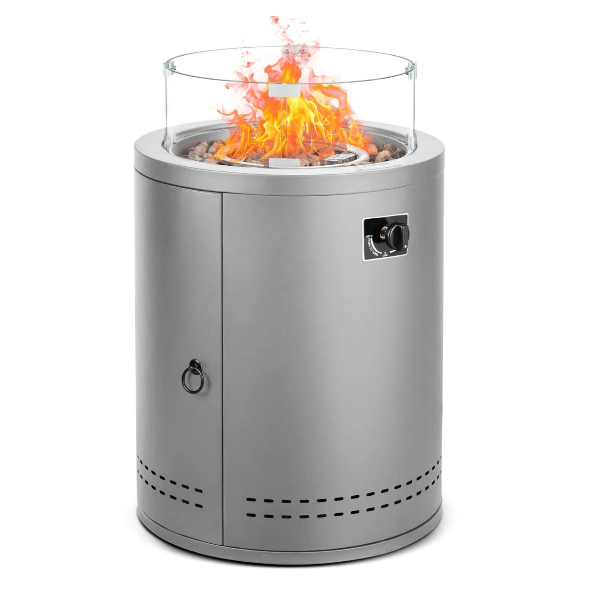 a stainless steel fire pit