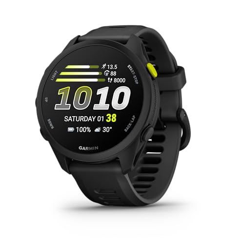 Garmin Forerunner 70, 43mm Gps Running Smartwatch, Black | Amoled, Lightweight, Easy to Use, Hrv Status, 80+ Sports Apps, Safety &amp;amp; Tracking Features, Up to 13 Days Battery Life